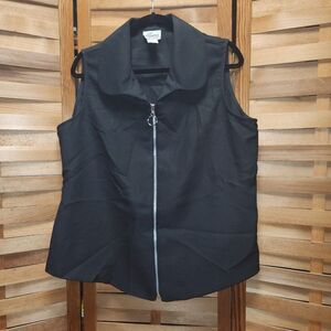 Ilyza New York Black Zipper Lightweight Vest Polyester Women 1X